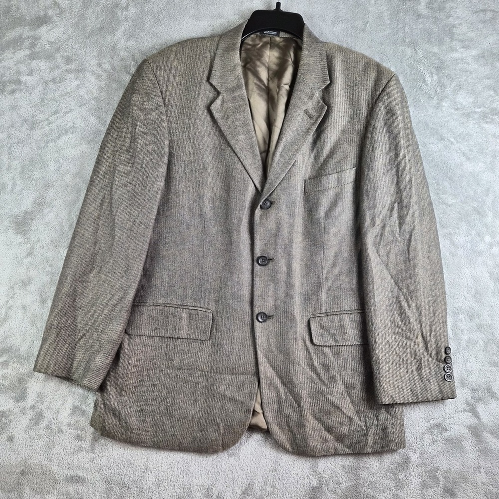 Oscar De la Renta Blazer Jacket 42 S Brown Silk Linen Wool 3 Buttons Sport Coat